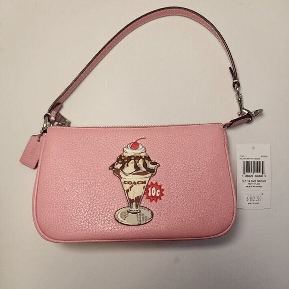 NWT Coach CU251 Nolita 19 Sundae Graphic Boardwalk Cherry Blossom Pink - Picture 1 of 4